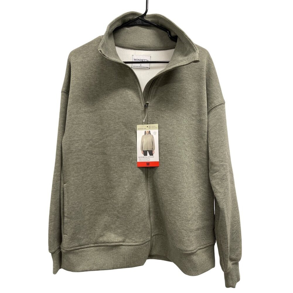 Mondetta SOFT Heathered Full Zip Fleece Jacket Relaxed Fit Size Medium NWT